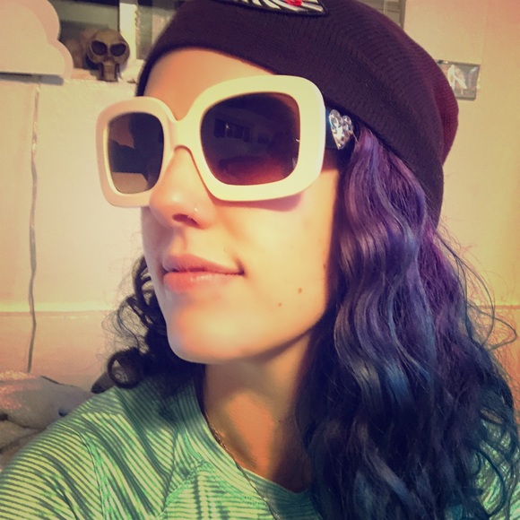 Accessories - Chic oversized white square sunglasses black